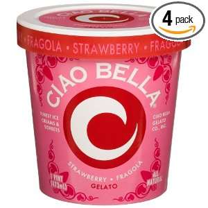 Ciao Bella Strawberry Gelato, 16 Ounce Cups (Pack of 4)  