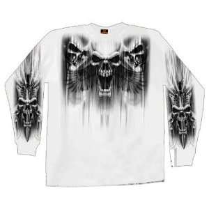   Leathers White X Large Skull Dagger Double Sided Long Sleeve T Shirt