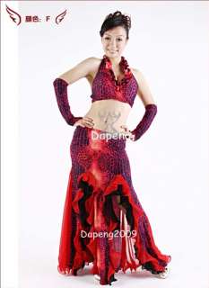 Belly Dance Costume 3pcs Set:Bra + Fishtail Skirt + Arm Gloves Dp1014 