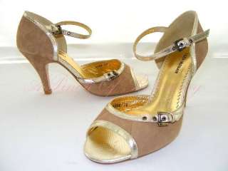 Luzia Mirnar Andrea Suede Leather Peep Toe Pump Heel Shoes Dune 6.5 