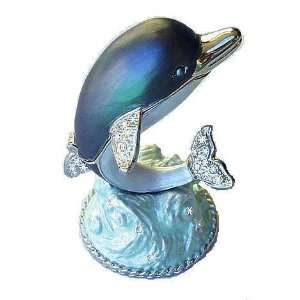   Dolphin Box Swarovski Crystals Porpoise Pill Trinket Jewelry