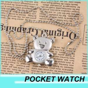   Bear Metal Pocket Watch and White Circular Dial Watch W0368: Beauty
