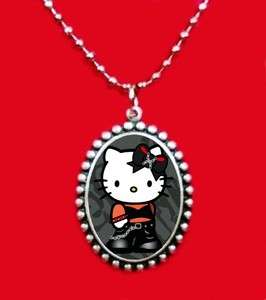 HELLO PUNK KITTY CHAINS CAT PENDANT NECKLACE KAWAII EMO  
