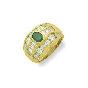 Gioie Ladies Ring in Yellow 18 karat Gold with Emerald and Diamond 