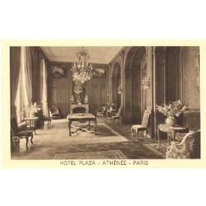 1920s Vintage Postcard Interior   Hotel Plaza Athenee   Paris France