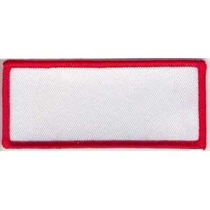  Blank Patch 3.5x1.5 White Background Red Border Heat Seal 