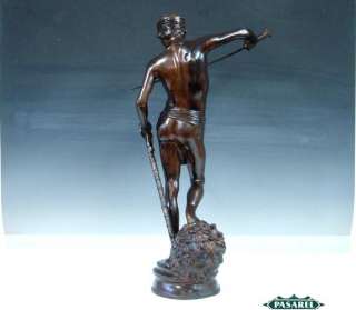 French Bronze Figure David Goliath Antonin Mercie c1890  