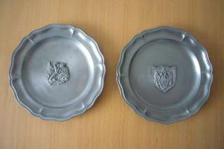 Set of 2 Antique Pewter Plates Peltro ETAIN  