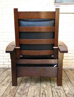 SUPERB Antique GUSTAV STICKLEY Bow Arm Morris Chair MISSION Oak ff15 