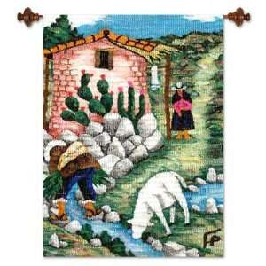  Wool tapestry, Lamb Drinking Water
