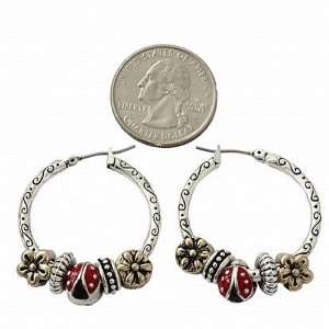 Lady Bug Charm Hoop Earrings Fashion Jewelry Jewelry