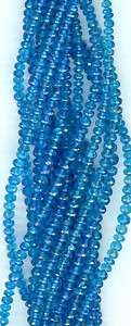   ! 3mm Micro Faceted Natural Neon Blue APATITE Rondelles 8  
