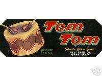 Vintage Rare Tom Tom Florida Crate Label Apopka  