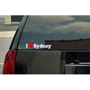  I Love Sydney Vinyl Decal   White with a red heart 