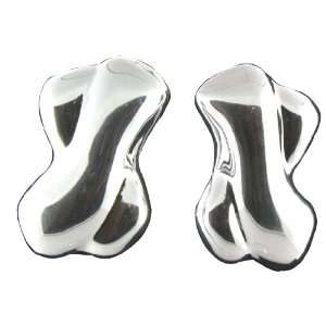  Sterling Silver High Polish Sculpted Clip Earrings 