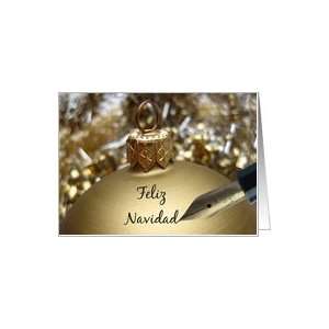  spanish christmas message on golden ornament Card Health 