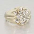 Mens 14K Yellow Gold Diamond Fashion Cluster Ring  