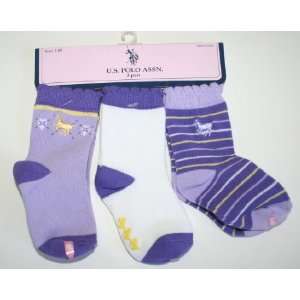  U.S. Polo Assn. Girls 3 Pack Socks Size: 2 4T: Baby