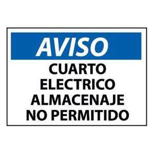  Spanish Plastic Sign   Aviso Cuarto Electrico Almacenaje 