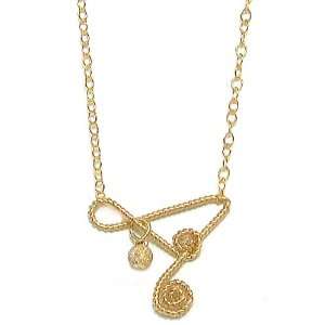  Rafia 14K Gold Filled Necklace with Delicate Wire Wrapped 