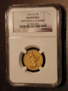 1870 CC Liberty Head $5 GOLD Half Eagle, 1st year Carson City, TOP KEY 