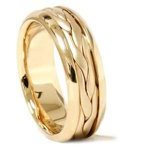 Hand Braided Solid 14K Yellow Gold Comfort Fit Wedding Ring Band Free 