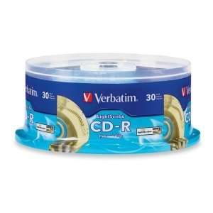  Verbatim LightScribe 52x CD R Media. 30PK CDR 52X 700MB 