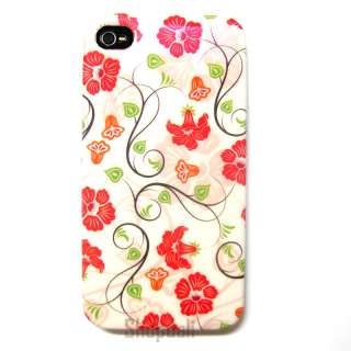 Red Trumpet Flower Plastic iPhone Case Cover Skin 4 4G  