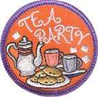 girl TEA PARTY Patches Crests GUIDES/SCOUTS/HOMESCHOOL  