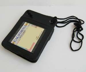 LEATHER ID CARD Holder Neck Pouch Wallet Tag FREE SHIP  