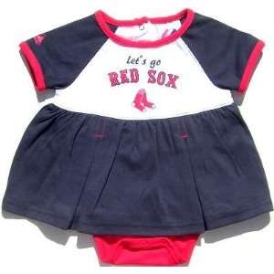 NEWBORN Baby Infant Boston Red Sox Girl Onesie Cheer Dress:  