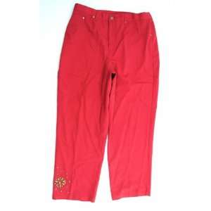 NEW ALFRED DUNNER WOMENS PANTS FIGURE SLIMMING PANT RED 14 