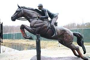 BRONZE HORSE JOCKEY HUNTSMAN Saddle Tack Bit BIG statue  