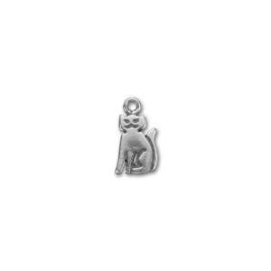    Antique Silver Plated Sitting Cat Charm Arts, Crafts & Sewing