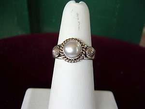 NEW PEARL & SILVER RING BY NAVAJO ARTIE YELLOWHORSE  