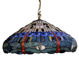 TIFFANY DRAGONFLY * STAINED GLASS PENDANT HANGING LAMP  