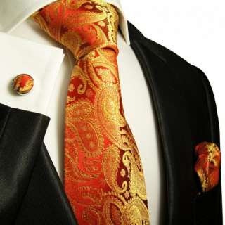 Red & Gold Paisley Tie by Paul Malone + 100% Silk + 695  