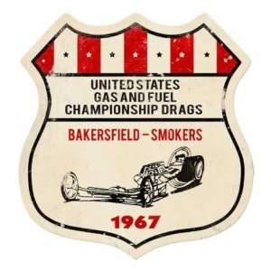   Us Gas Fuel Drag Race Vintage Metal Sign Bakersfield: Home & Kitchen