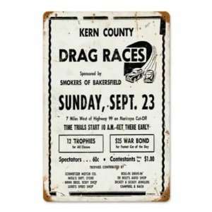  Kern County Drag Race Vintage Metal Sign Bakersfield: Home & Kitchen