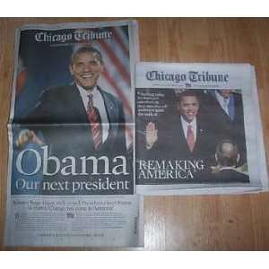   44th President 11/05/08 and 1/21/09 Chicago Tribune 