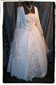 Tudor Wedding White Gold Court Dress Renaissance costume Gown B 42 