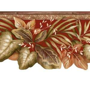 Red Tropical Leaves Wallpaper Border:  Kitchen & Dining