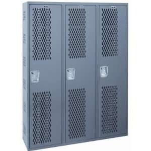  Welded Three Wide Single Tier Locker in Hallowell Gray 