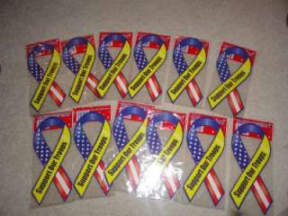 LOT 12 SUPPORT OUR TROOPS FLAG RIBBON CAR MAGNET NEW  