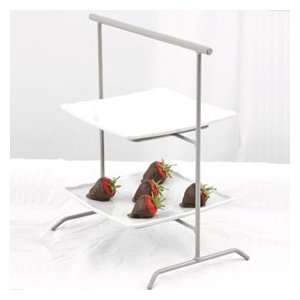  2 Tier Metal Stand   Includes Two 9 Square White 