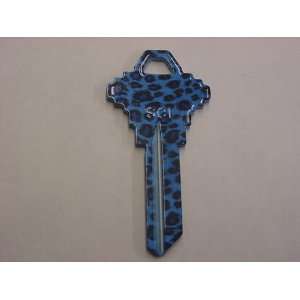  Schlage Key Blank Blue Cheetah Design 