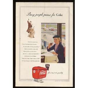    1953 Coke Coca Cola Lady at Airport Print Ad