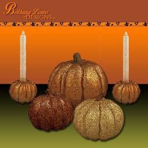 Bethany Lowe Fall Harvest TJ7117 Fall Glittered Pumpkin Set