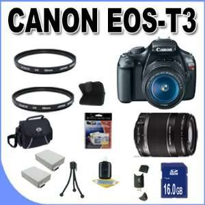 T3 12.2 MP CMOS Digital SLR with Canon 18 55mm IS II Lens and Canon 55 