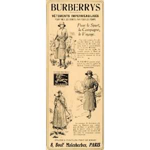  1920 Ad French Burberrys Coats Women Sport Travel Paris 